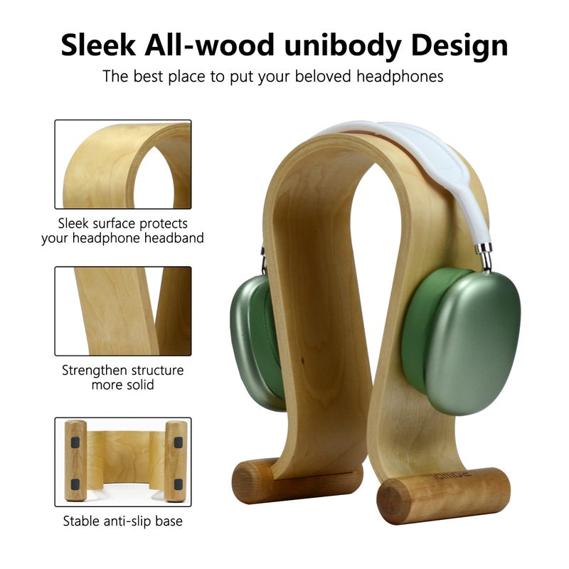 SAMDI Wood Headphone Stand Headset Stand Headphone Holder Universal Gaming Headset Holder - Oak Wood - Image 3